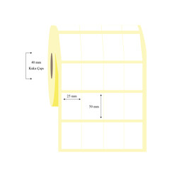 25mm x 50mm 4 Lü Bitişik Lamine Termal Etiket - 
