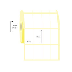 25mm x 60mm 4 Lü Bitisik Lamine Termal Etiket - 