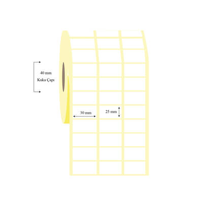 30mm x 25mm 3 Lü Ayrık Lamine Termal Etiket - 1