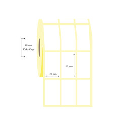 30mm x 60mm 3 Lü Ayrık Lamine Termal Etiket - 