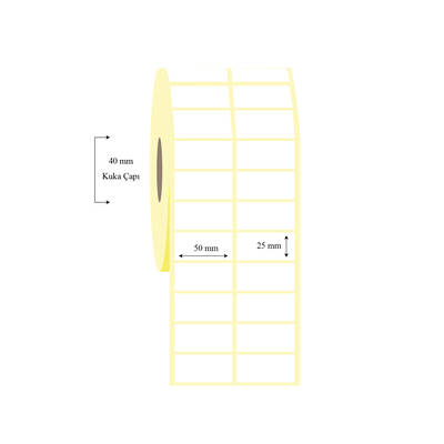 50mm x 25mm 2 li Ayrık Lamine Termal Etiket - 1