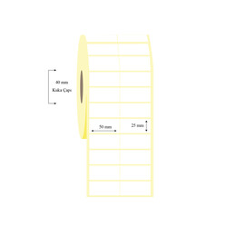 50mm x 25mm 2 li Bitişik Lamine Termal Etiket - 