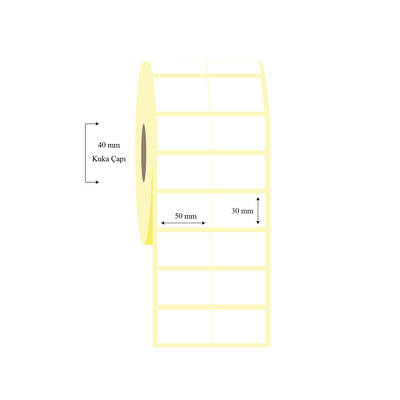 50mm x 30mm 2 li Bitişik Lamine Termal Etiket - 1