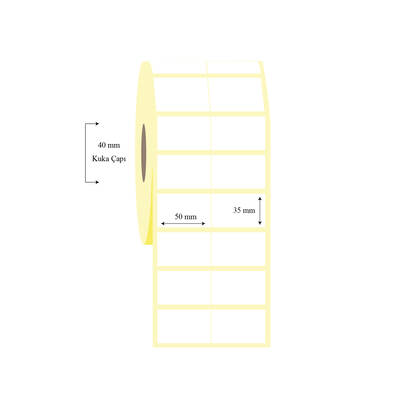 50mm x 35mm 2 li Bitişik Lamine Termal Etiket - 1