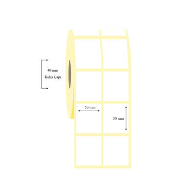 50mm x 50mm 2 li Ayrık Lamine Termal Etiket - 1