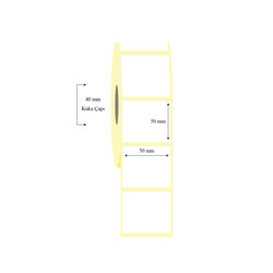 50mm x 50mm Tekli Lamine Termal Etiket - 