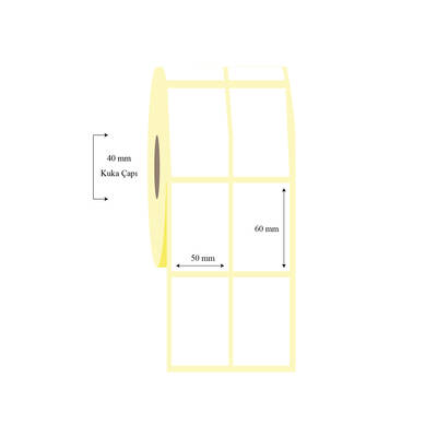 50mm x 60mm 2 li Ayrık Lamine Termal Etiket - 1