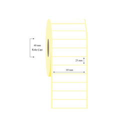 60mm x 25mm Tekli Lamine Termal Etiket - 