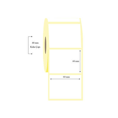 60mm x 60mm Tekli Lamine Termal Etiket - 1