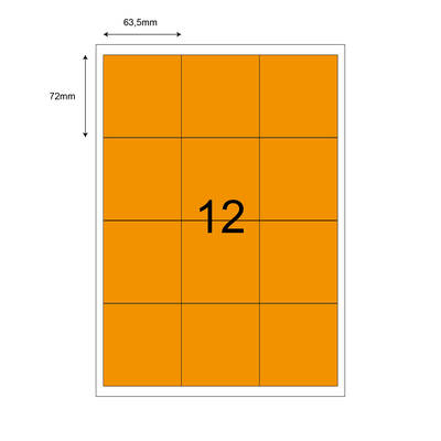 63,5mm x 72mm Turuncu Lazer Etiket - 1