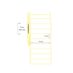 65mm x 25mm Tekli Lamine Termal Etiket - 