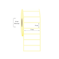 75mm x 30mm Tekli Lamine Termal Etiket - 