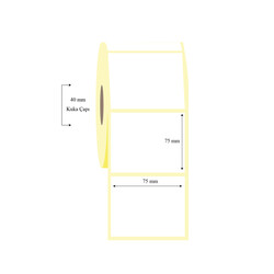 75mm x 75mm Tekli Lamine Termal Etiket - 