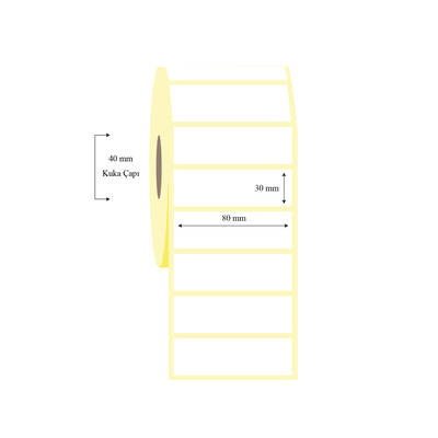 80mm x 30mm Tekli Lamine Termal Etiket - 1