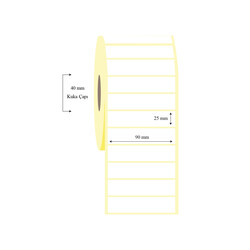 90mm x 25mm Tekli Lamine Termal Etiket - 