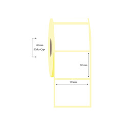 90mm x 60mm Tekli Kuşe Etiket - 