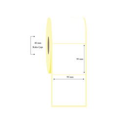 90mm x 90mm Tekli Lamine Termal Etiket - 