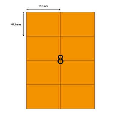 99,1mm x 67,7mm Turuncu Lazer Etiket - 1